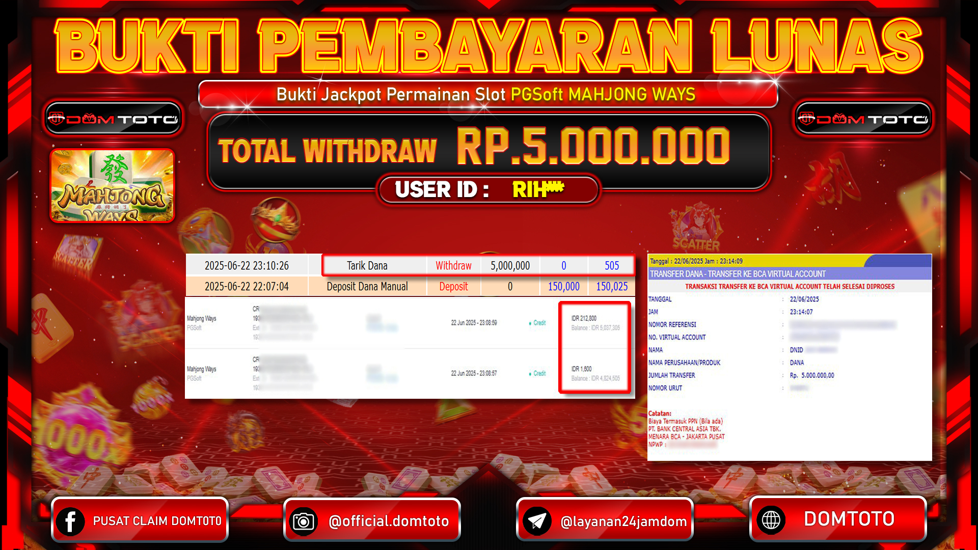JACKPOT SLOT MAHJONG WAYS 22  JUNI 2025